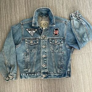 Arizona Girls Big Ring Denim with 2 Front Biker Patches M EUC